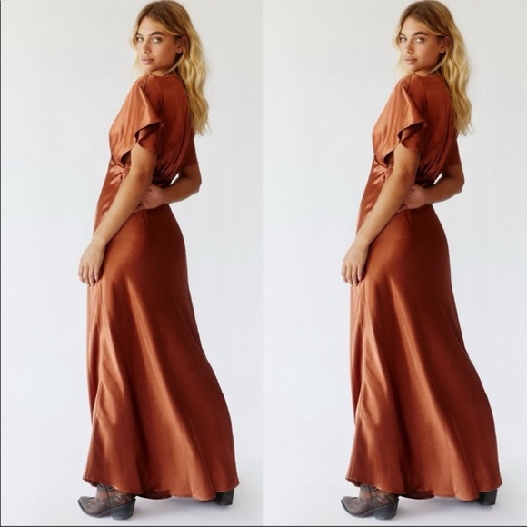 orange maxi dress long sleeve Long sleeves orange maxi chiffon dress 5076